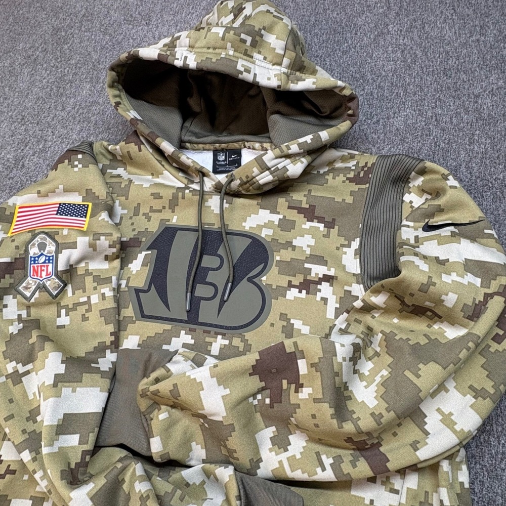 Nike NFL Cincinnati Bengals Salute to Service Camo Hoodie Men's L USA NKQ6-10P5